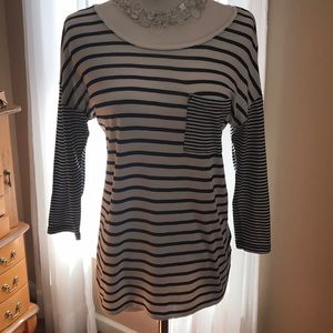 Calvin Klein 3/4 sleeve striped rayon top - S